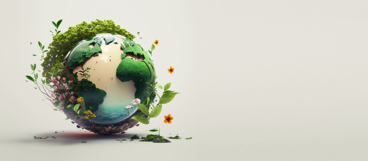Earth day concept on white background, World environment day. Generative Ai